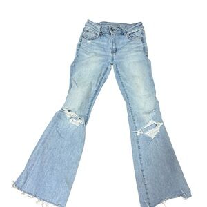 Women's American Eagle Light Blue Festival Flared Jeans size 0